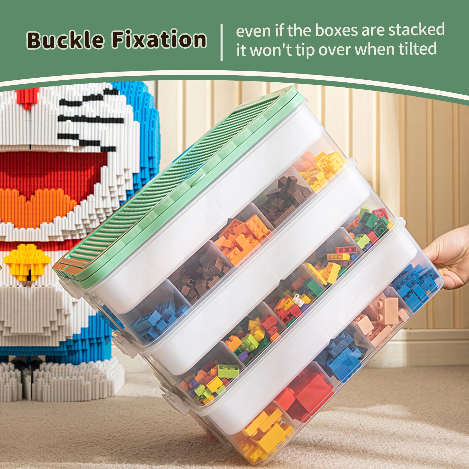Joyingbaby Lego storage organizer green 1-layer compact and scalable