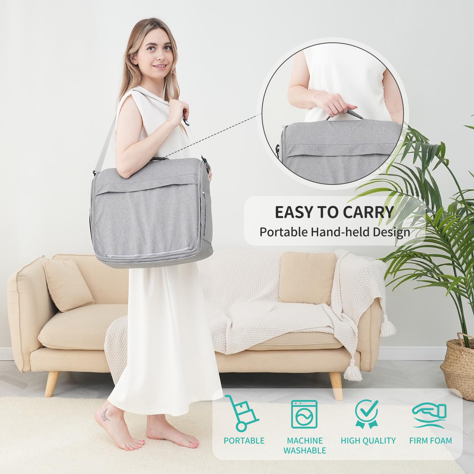 Joyingbaby machine washable cover simplifies cleanup after spills.