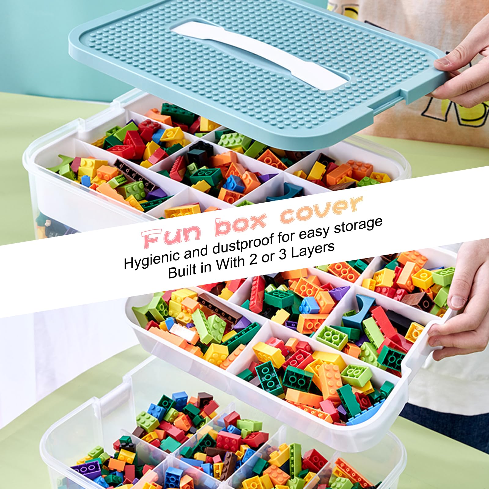 Joyingbaby multifunctional bin suits Lego sets, cars, beads, and craft supplies.