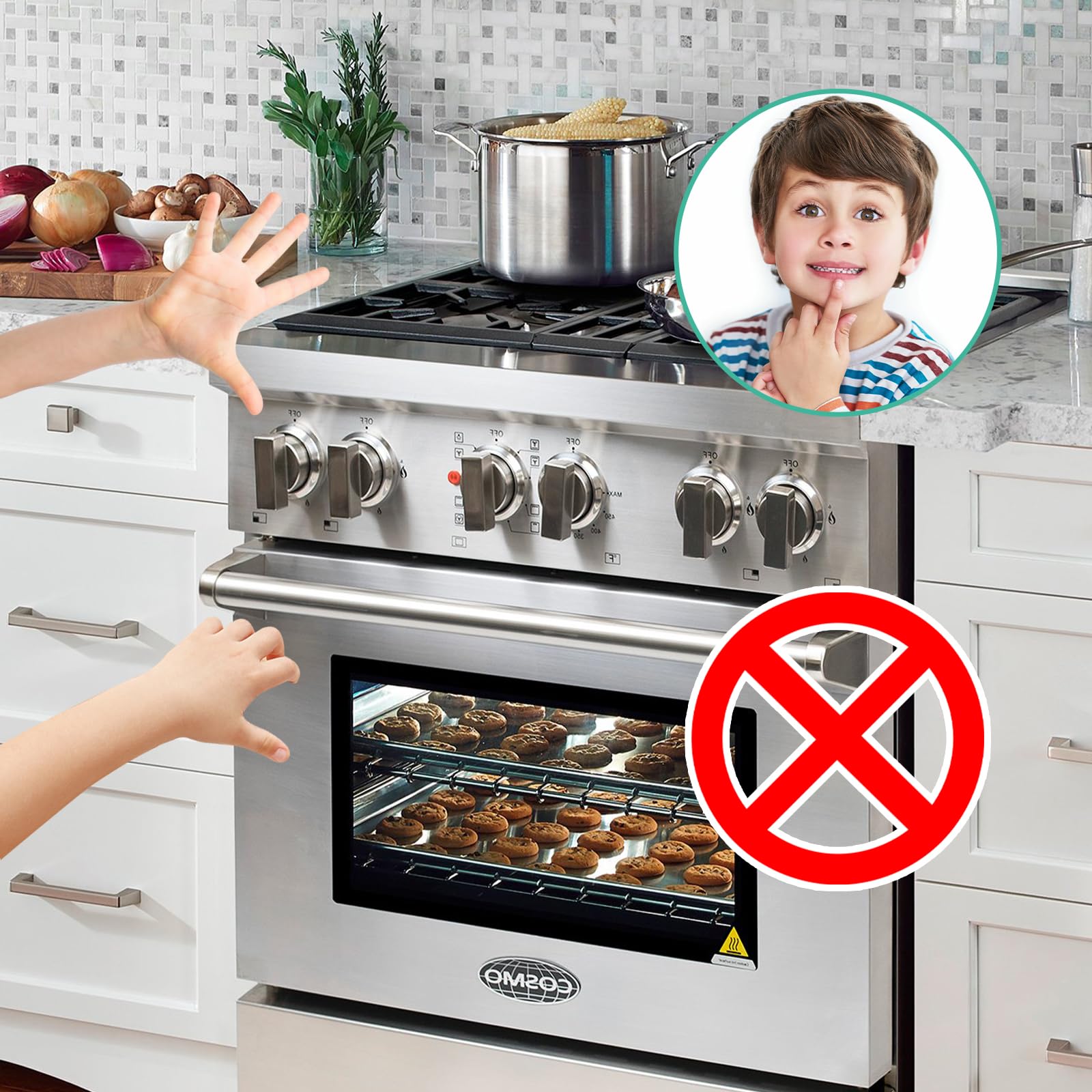JOYLION knob covers installed on a kitchen stove demonstrate quick secure access