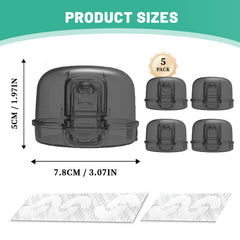 JOYLION kids stove knob cover close-up in transparent white shows easy adult access
