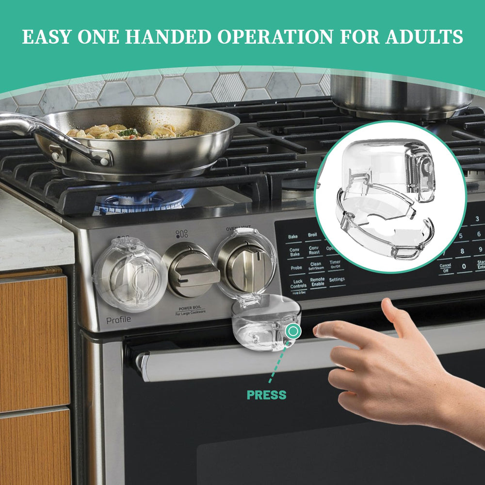 Joylion stove knob cover in-use demonstrates easy placement for quick setup