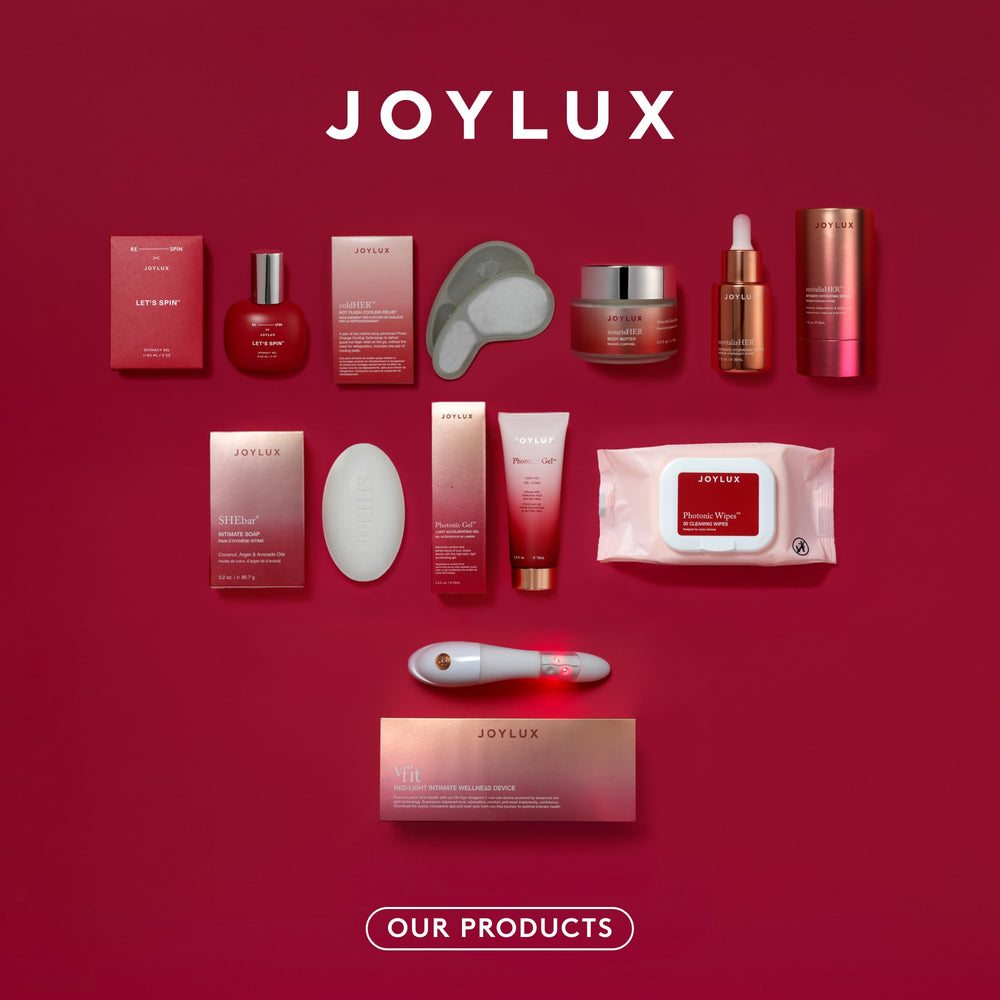 Joylux revitalizHER clean formulation label emphasizes paraben-free and fragrance-free options