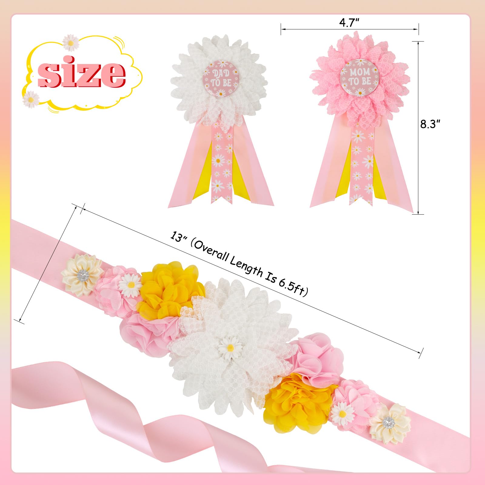 JOYMEMO daisy floral details on sash for festive celebrations