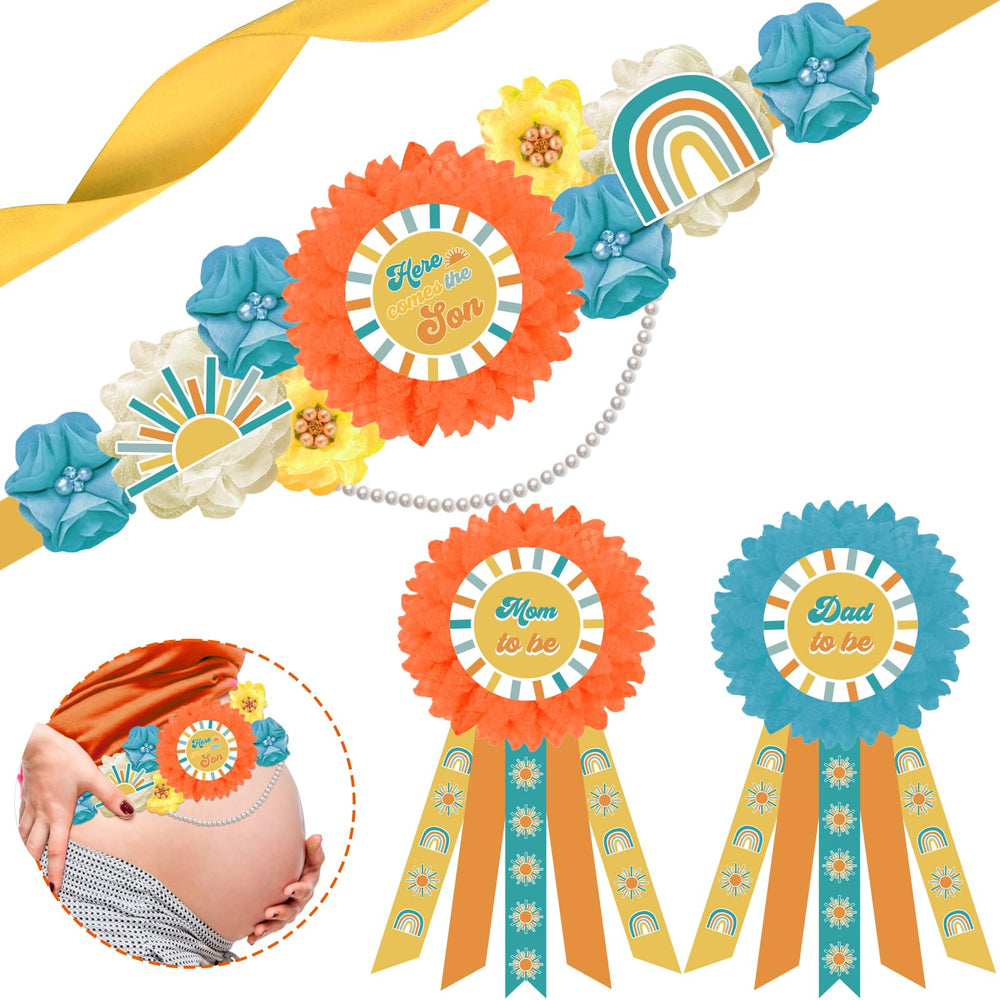 JOYMEMO Here Comes The Son sash for stylish baby shower photos and memories.
