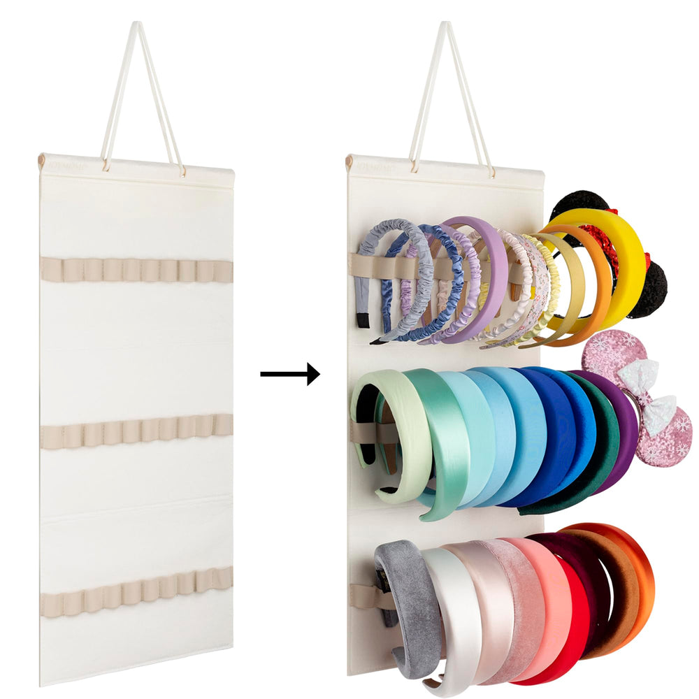 JOYMOMO Felt Headband Organizer neatly stores accessories to reduce clutter.
