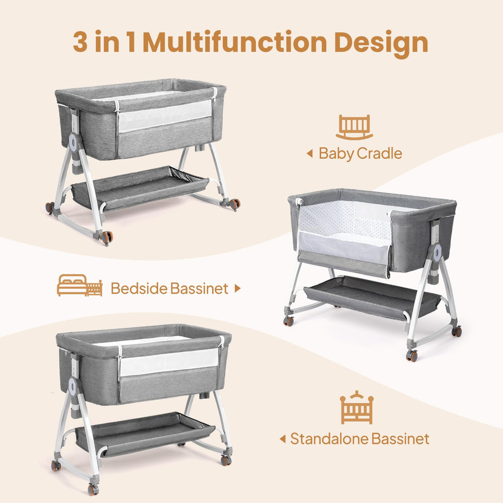 JOYMOR 3-in-1 bassinet bedside attachment enables close nighttime care