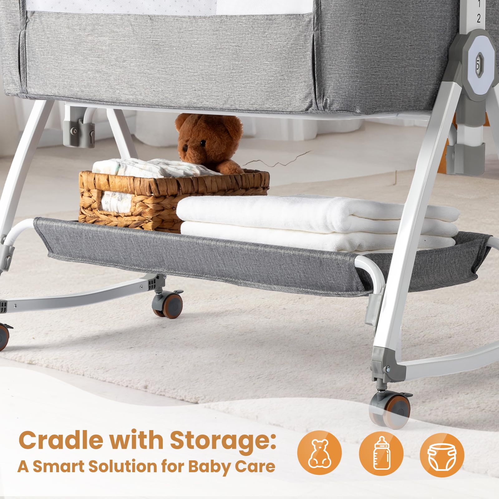 JOYMOR 3-in-1 bassinet folds compactly for travel and storage
