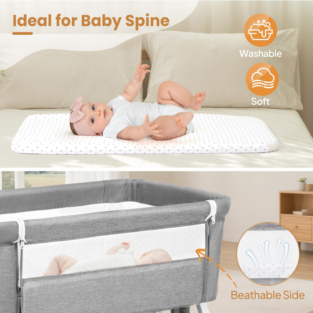 JOYMOR 3-in-1 bassinet with mesh walls keeps air circulating