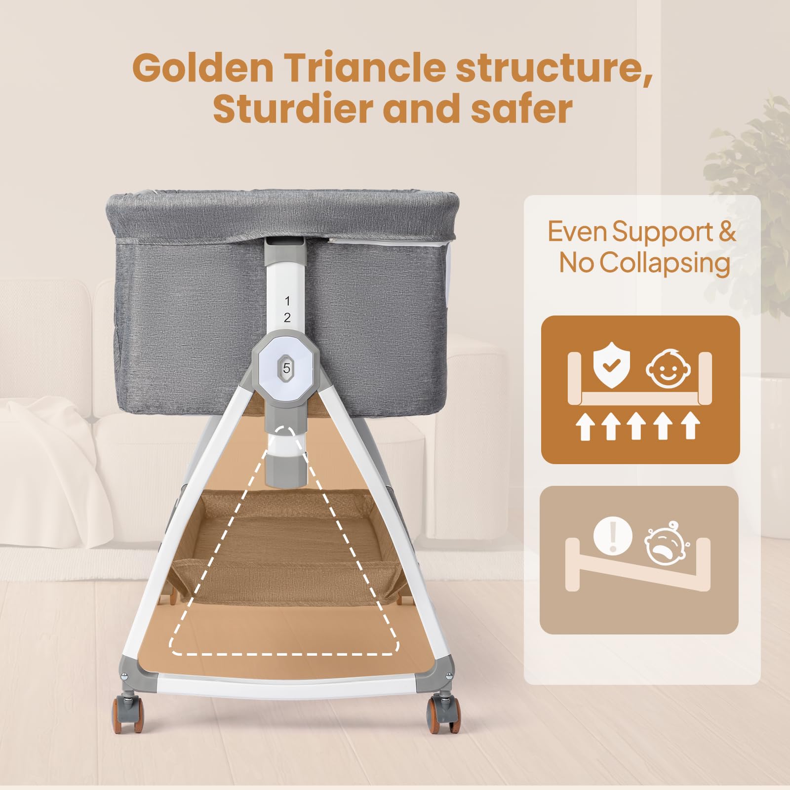 JOYMOR 3-in-1 bassinet rocking setup soothes newborn with gentle motion