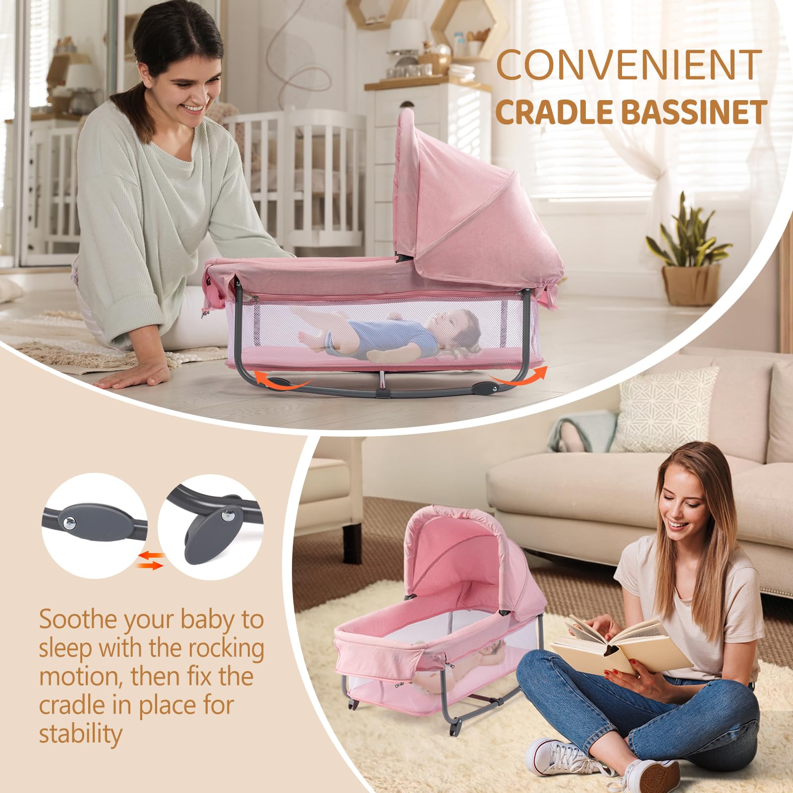 JOYMOR portable crib and playpen ideal for home or travel