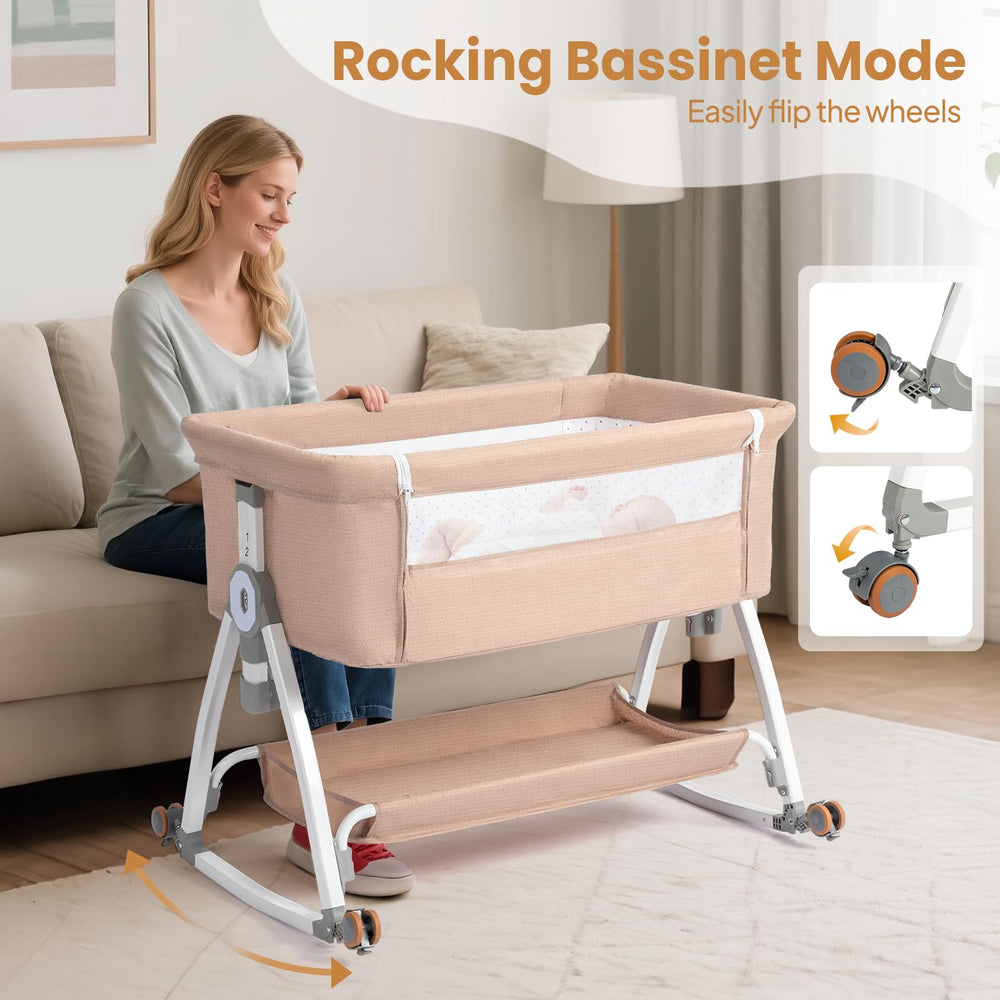 JOYMOR rocking bassinet mode offering soothing motion for baby sleep.