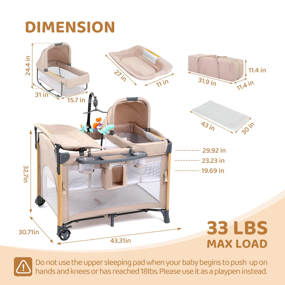 JOYMOR playpen with zipper entrance offers safe indoor play and access.