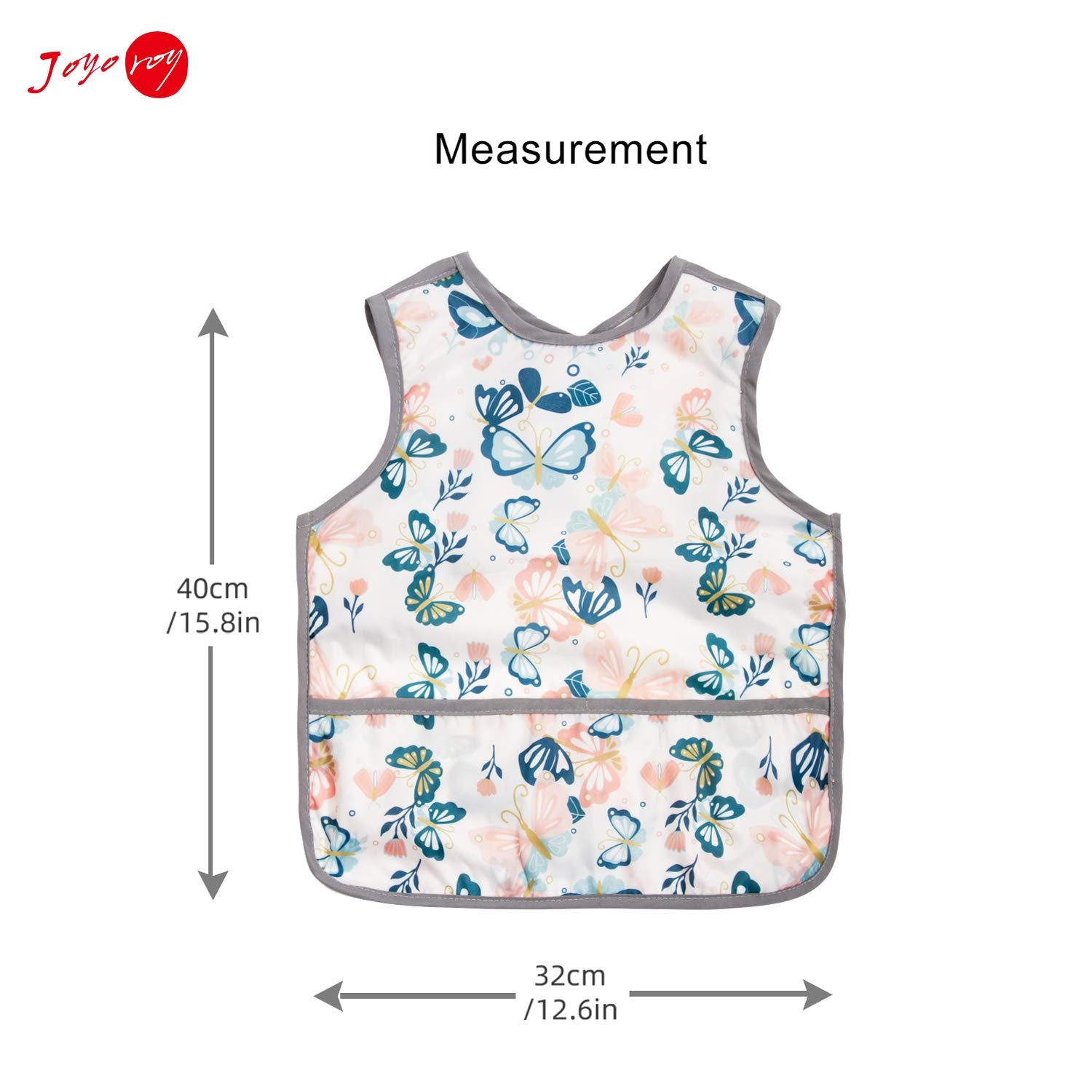 Joyo Roy colorful patterns on a baby bib provide playful, durable protection.