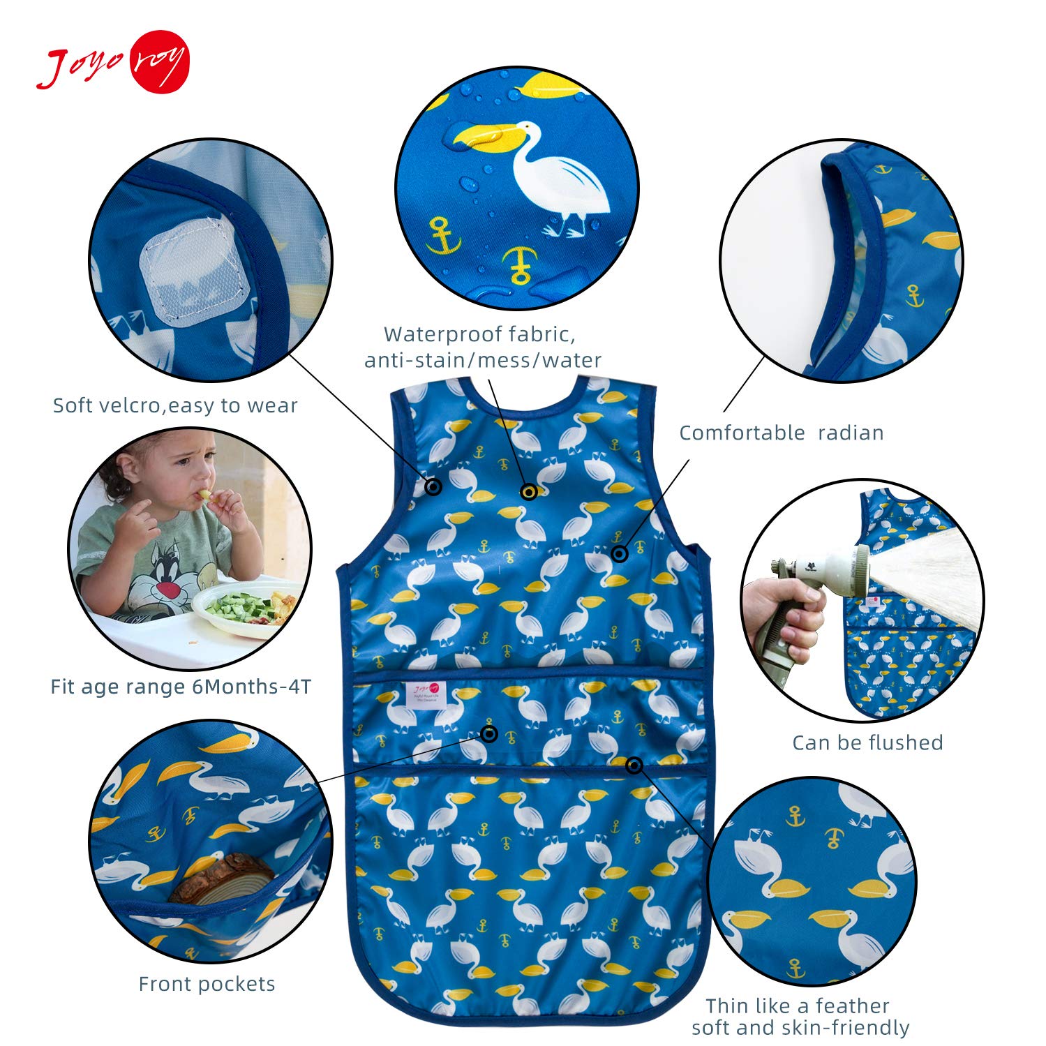 Joyo Roy bib with Velcro on-off strap for quick dressing