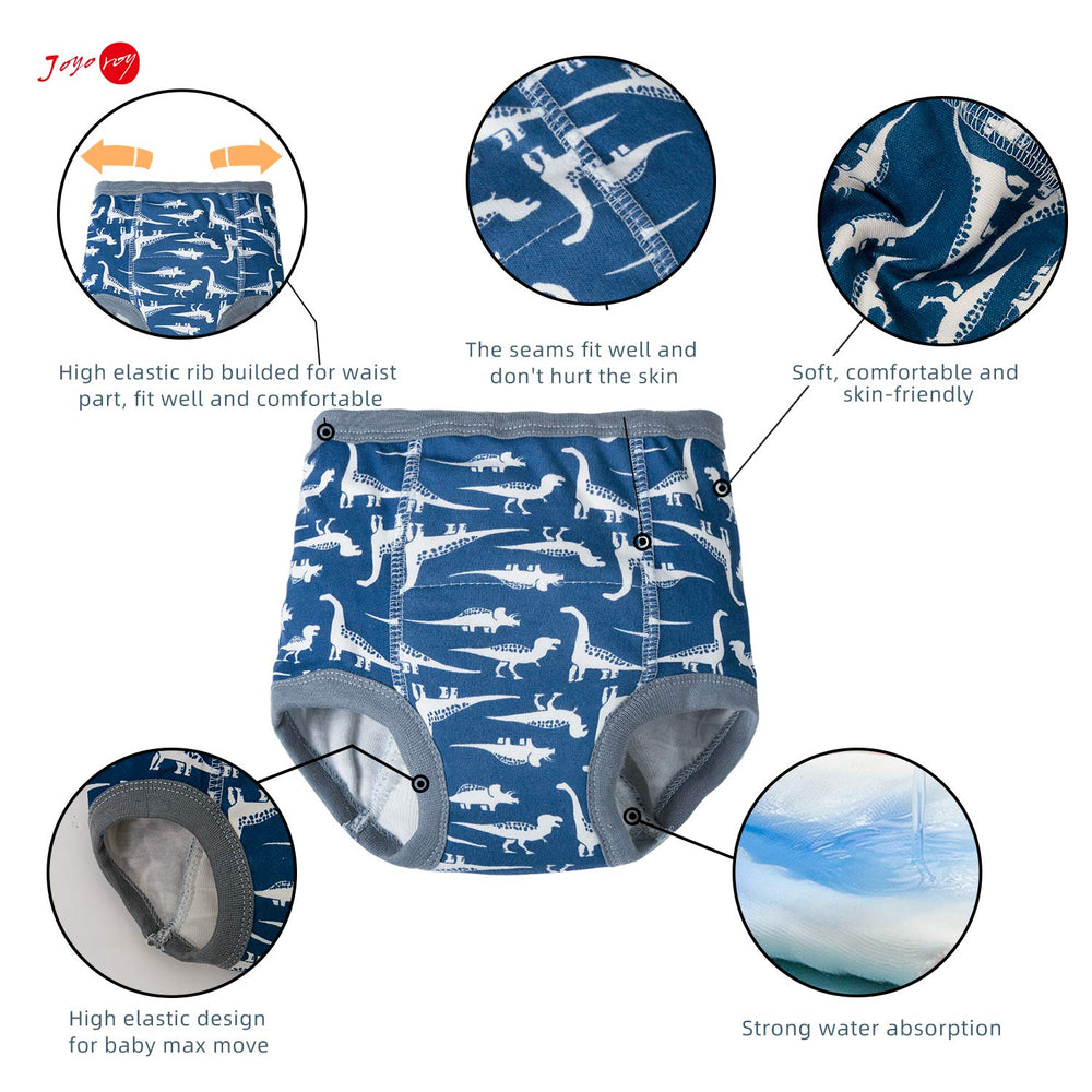 Joyo Roy waterproof interlining keeps leaks contained during potty training sessions.