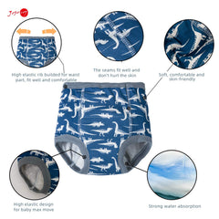 Joyo Roy waterproof interlining keeps leaks contained during potty training sessions.