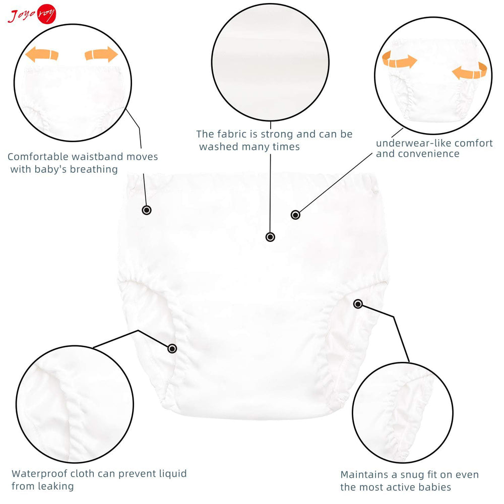 Joyo roy white diaper cover side view highlighting flexible edges for movement
