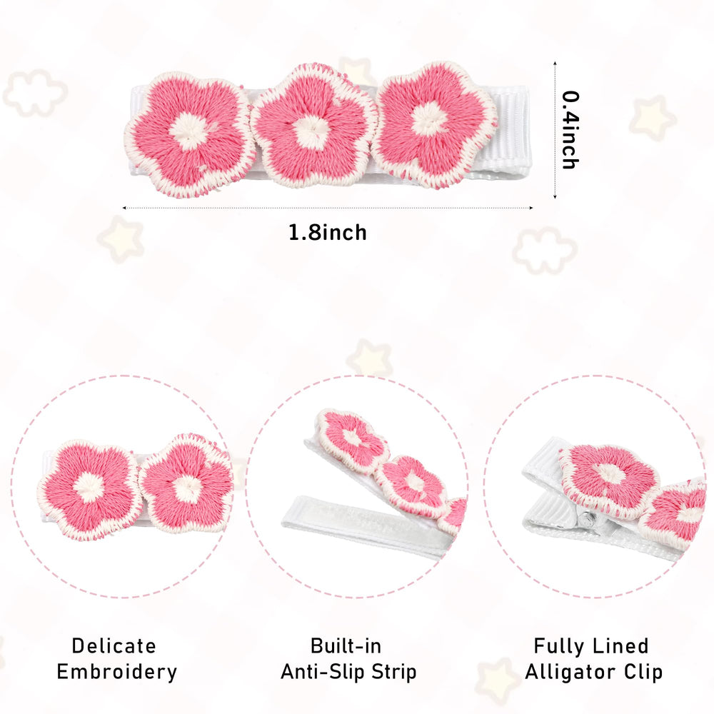 JOYOYO pink embroidery flower clip adds cheerful color to daily outfits