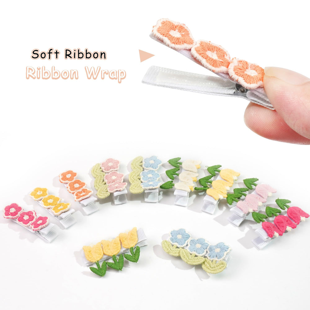 JOYOYO yellow embroidery flower clip keeps bangs neatly styled