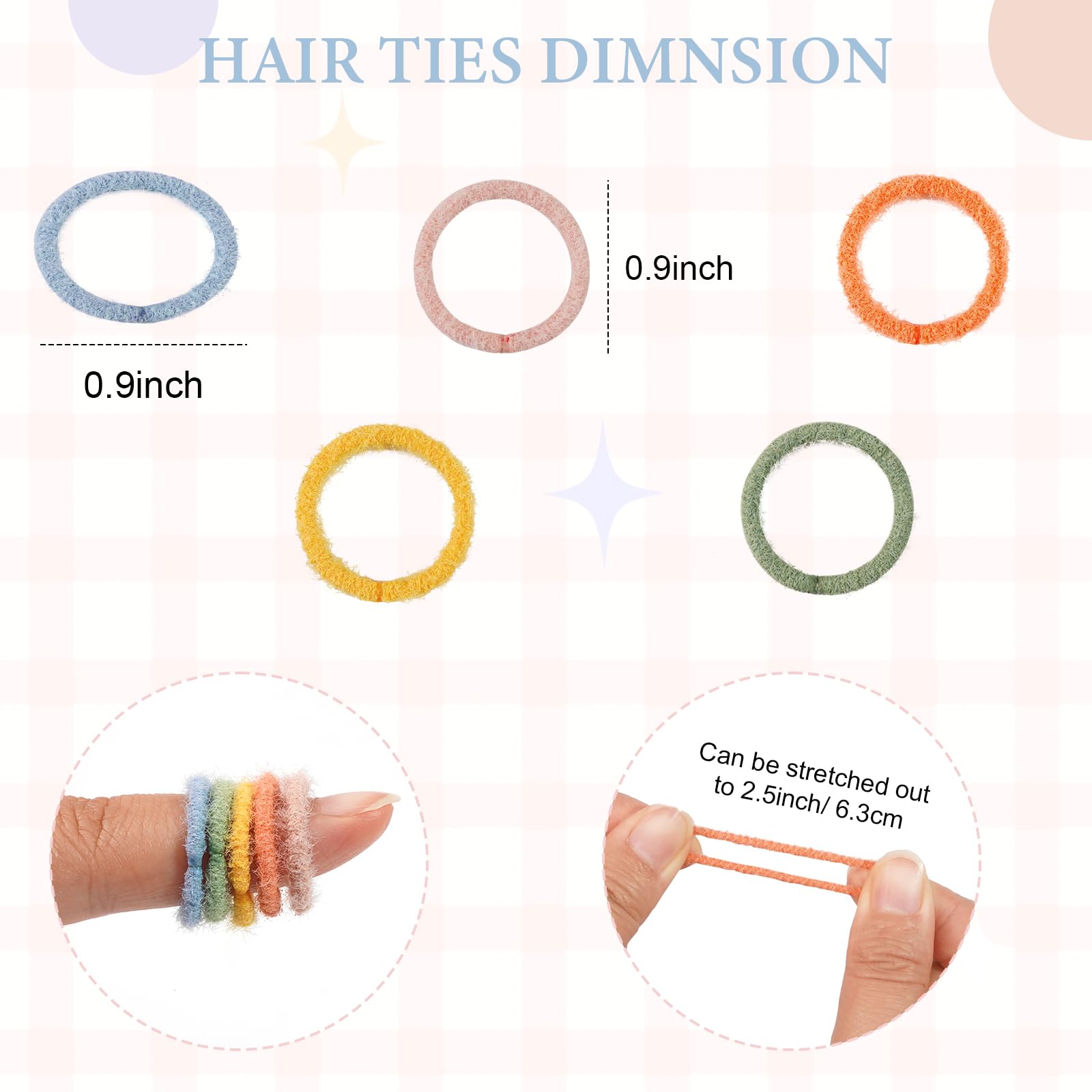 JOYOYO elastic hair tie stretches from 0.8 to 2.5 inches