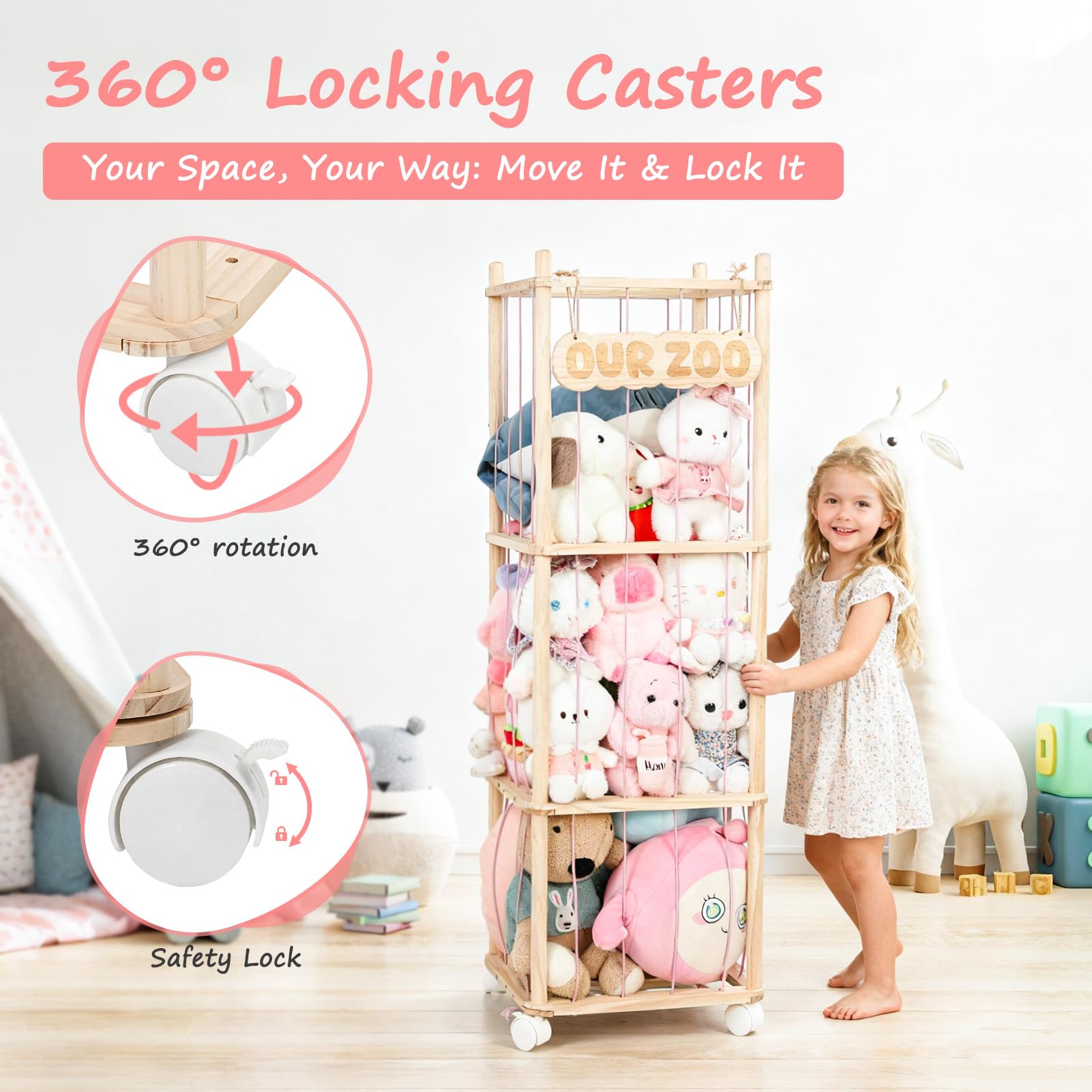 JoyPcsTable locking wheels secure the unit during play and tidy transitions.
