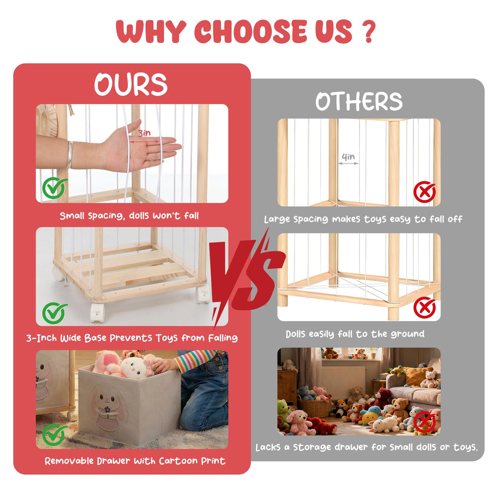 JoyPcsTable open-design cage with clear visibility and easy reach.