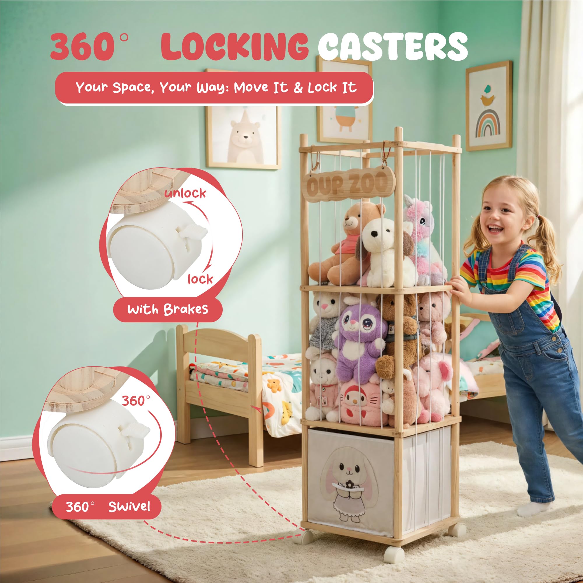 JoyPcsTable removable fabric bin for portable plush toy storage.
