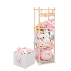 JoyPcsTable stuffed animal zoo with bottom drawer for organized plush storage.