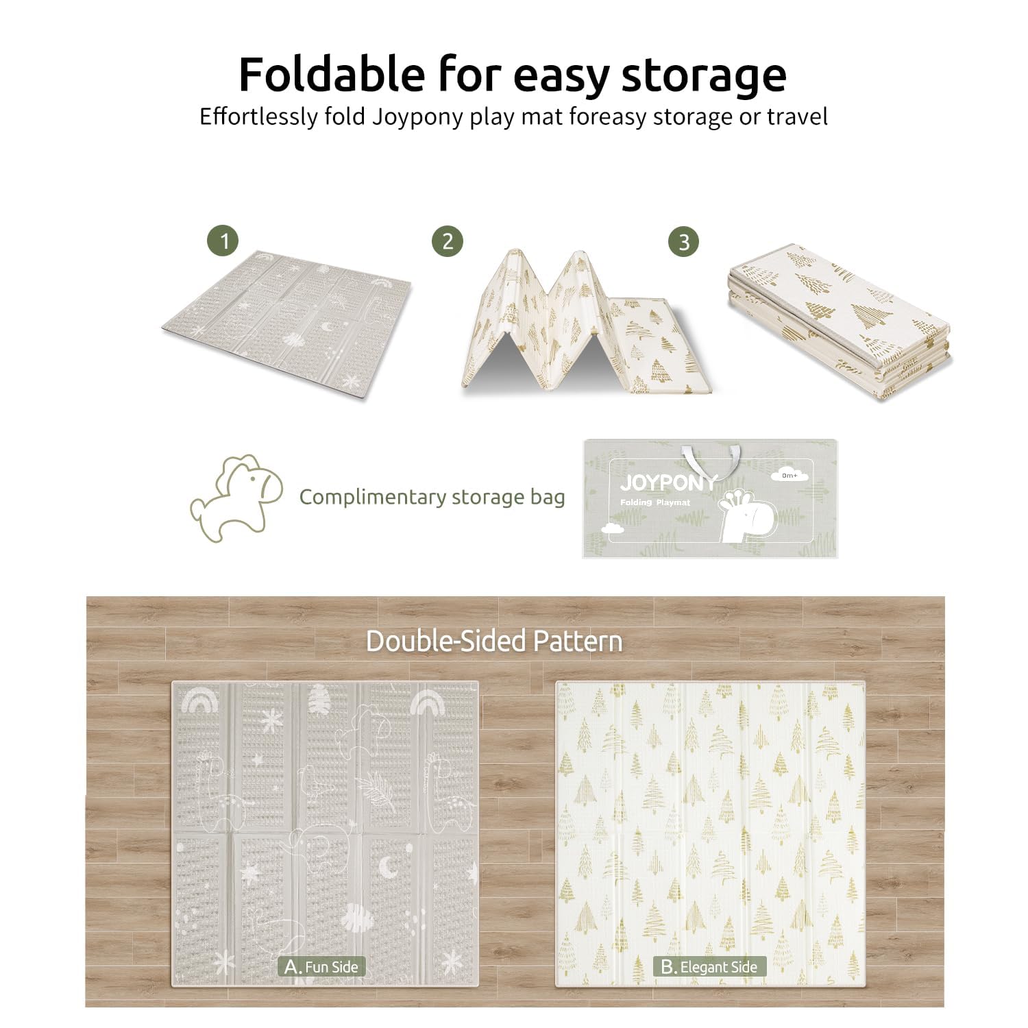 Joypony non-slip foam keeps baby safe on smooth floors