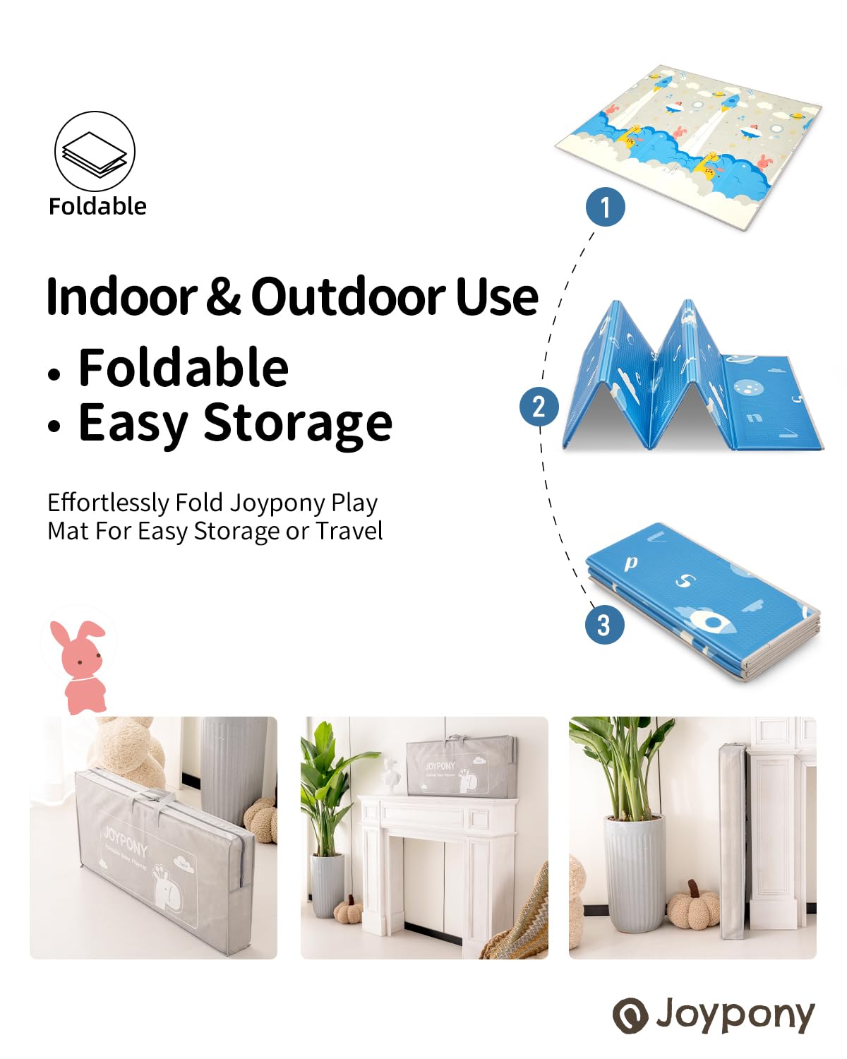 Joypony baby play mat waterproof surface simplifies quick cleanup after spills