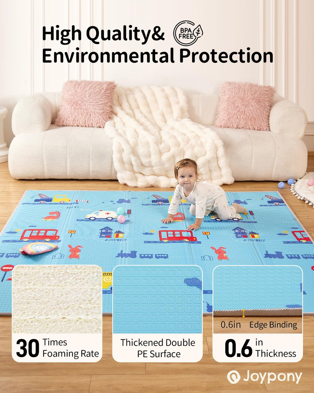 Joypony Reversible Design with vibrant colors and animals encourages interactive learning.