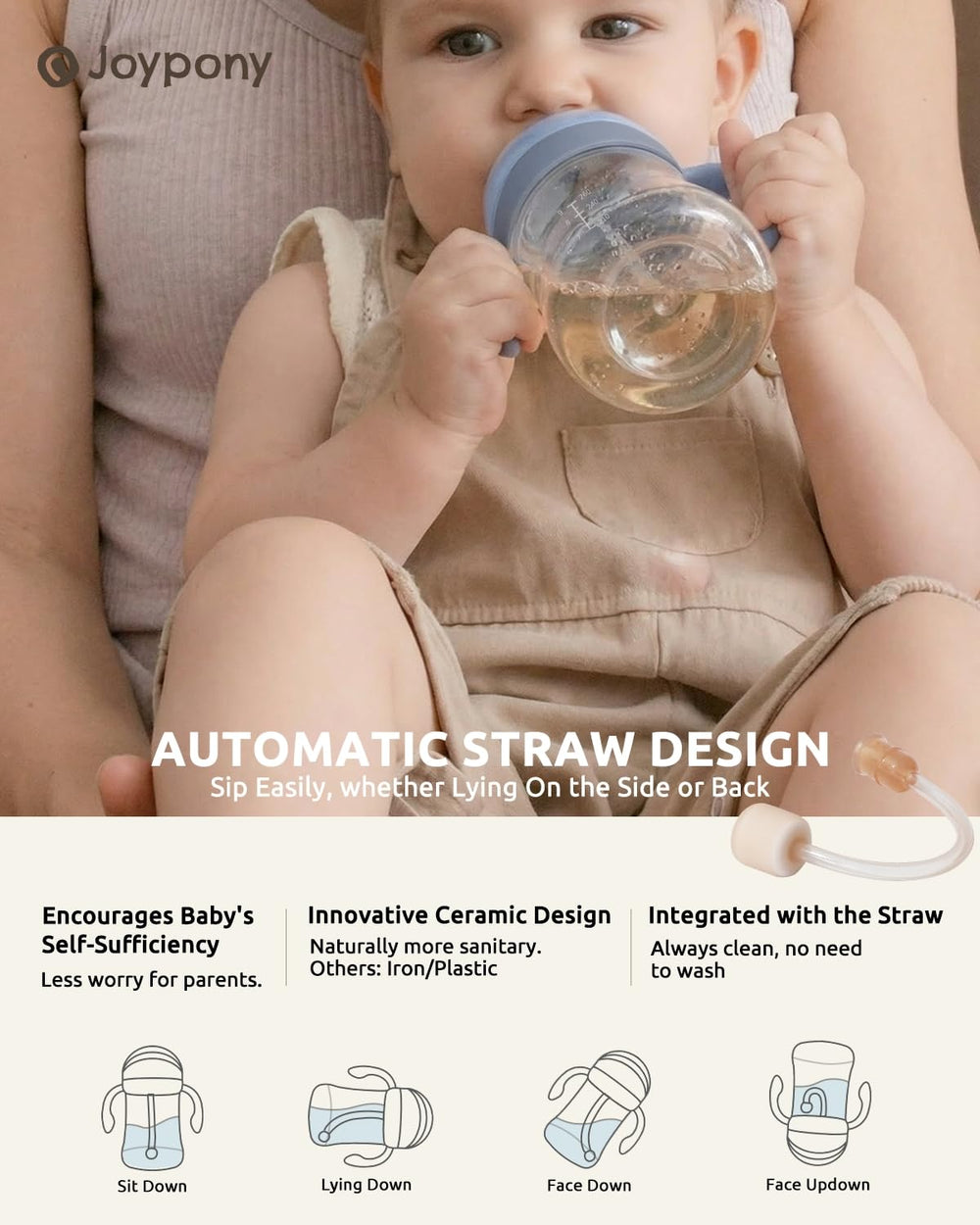 Joypony silicone straw two-pack aids quick replacement for hygiene.
