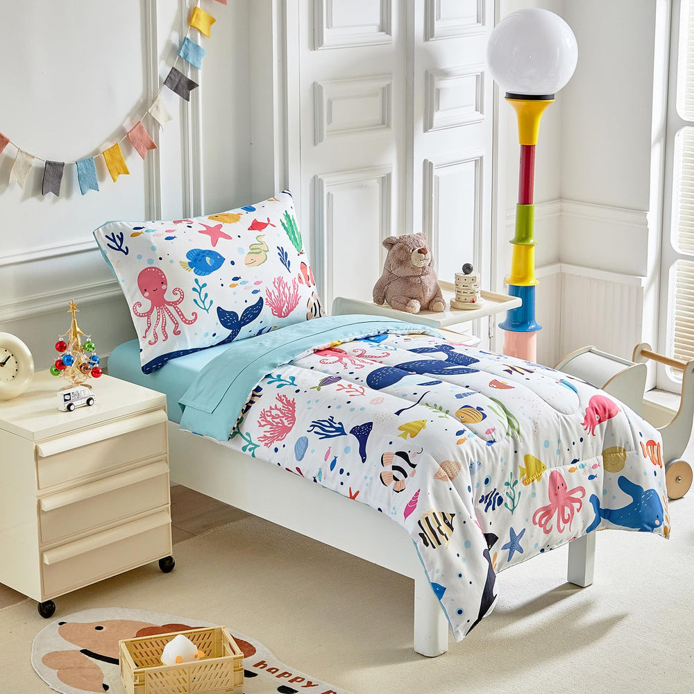 Joyreap ocean theme reversible pillowcase with bright sea life for easy bedtimes