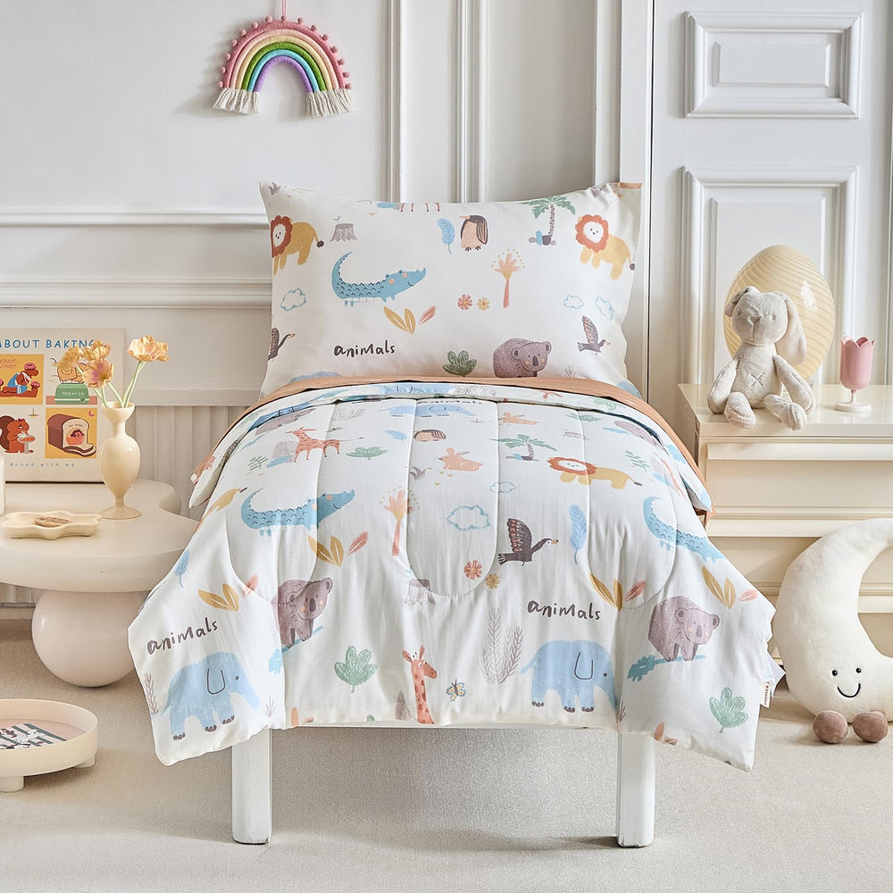 Joyreap zoo-theme toddler comforter reversible design for cozy year-round sleep