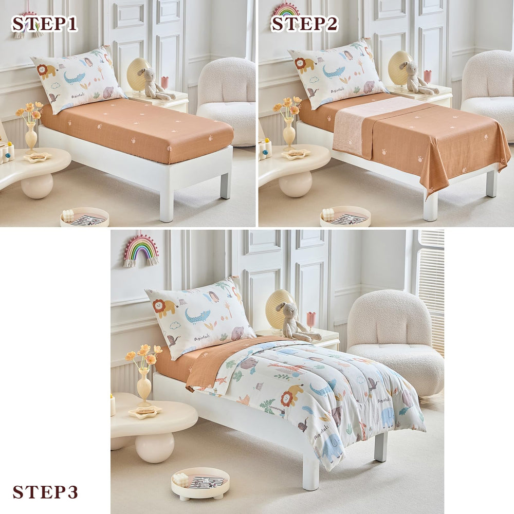 Joyreap zoo-theme toddler fitted sheet 28x52x8 inches secure bed fit