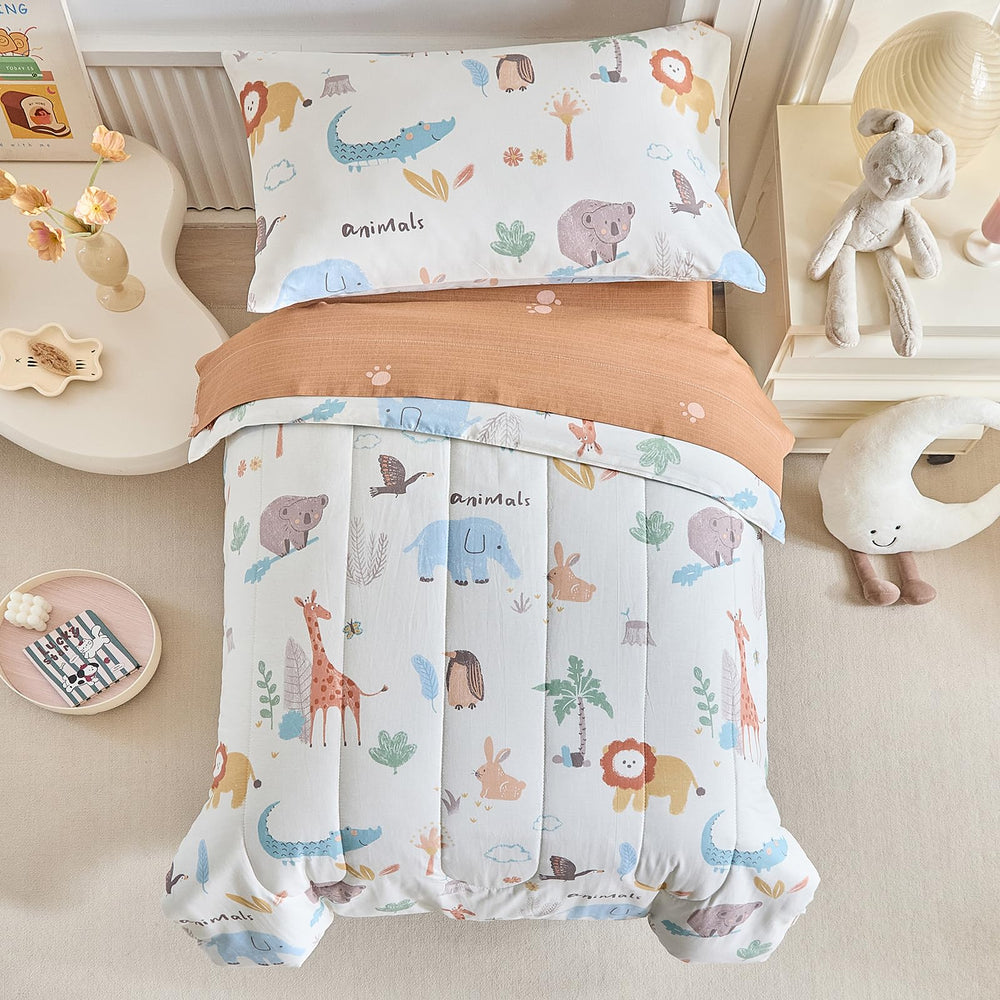 Joyreap zoo-theme toddler flat sheet 45x60 inches fits standard beds comfortably