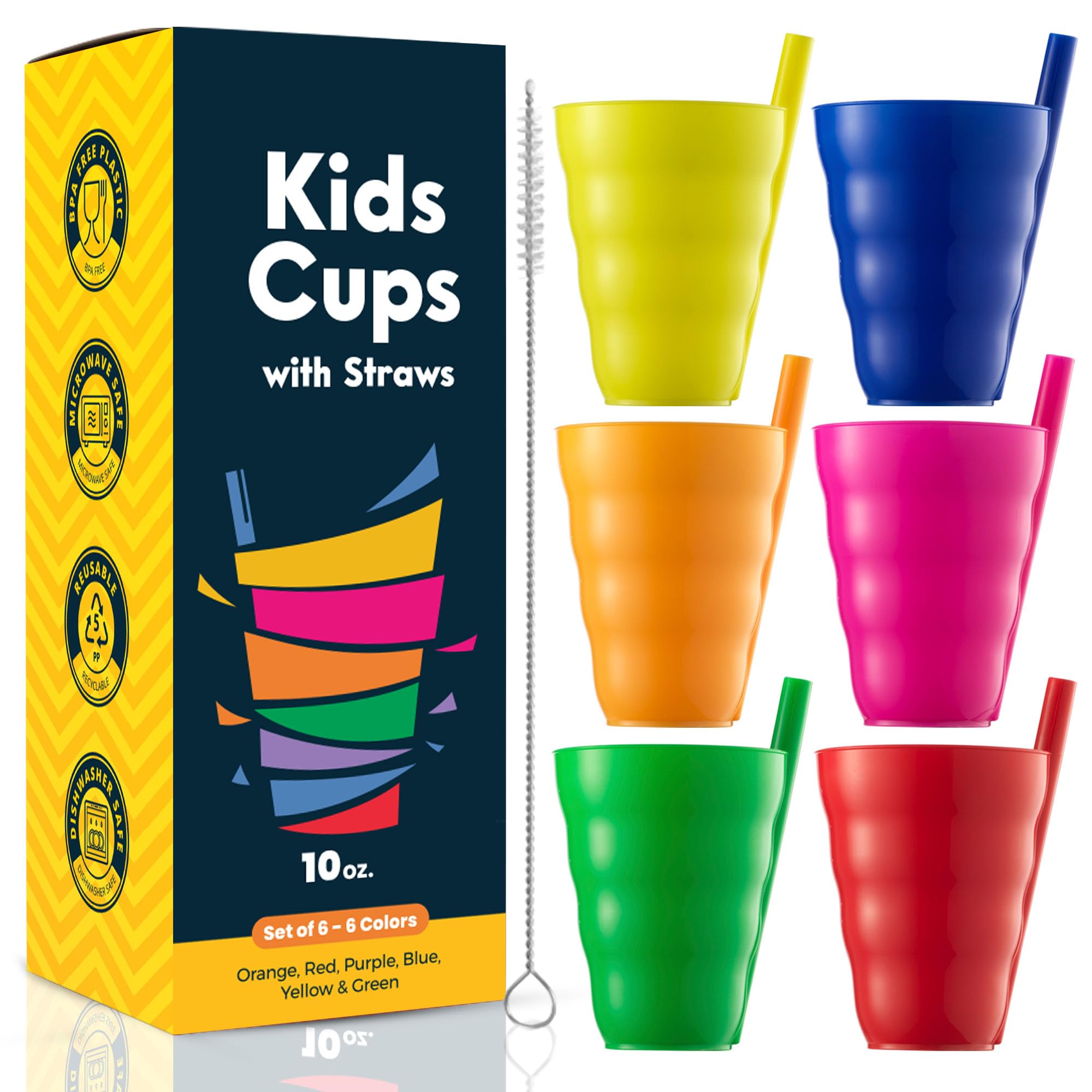 JoyServe Kids Cups neon orange with built-in straw for daily hydration