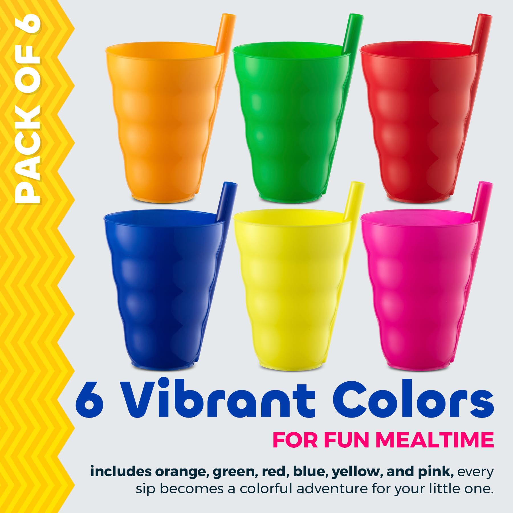 JoyServe Kids Cups neon red with straw perfect for juice and milk on the go