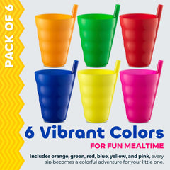 JoyServe Kids Cups neon red with straw perfect for juice and milk on the go