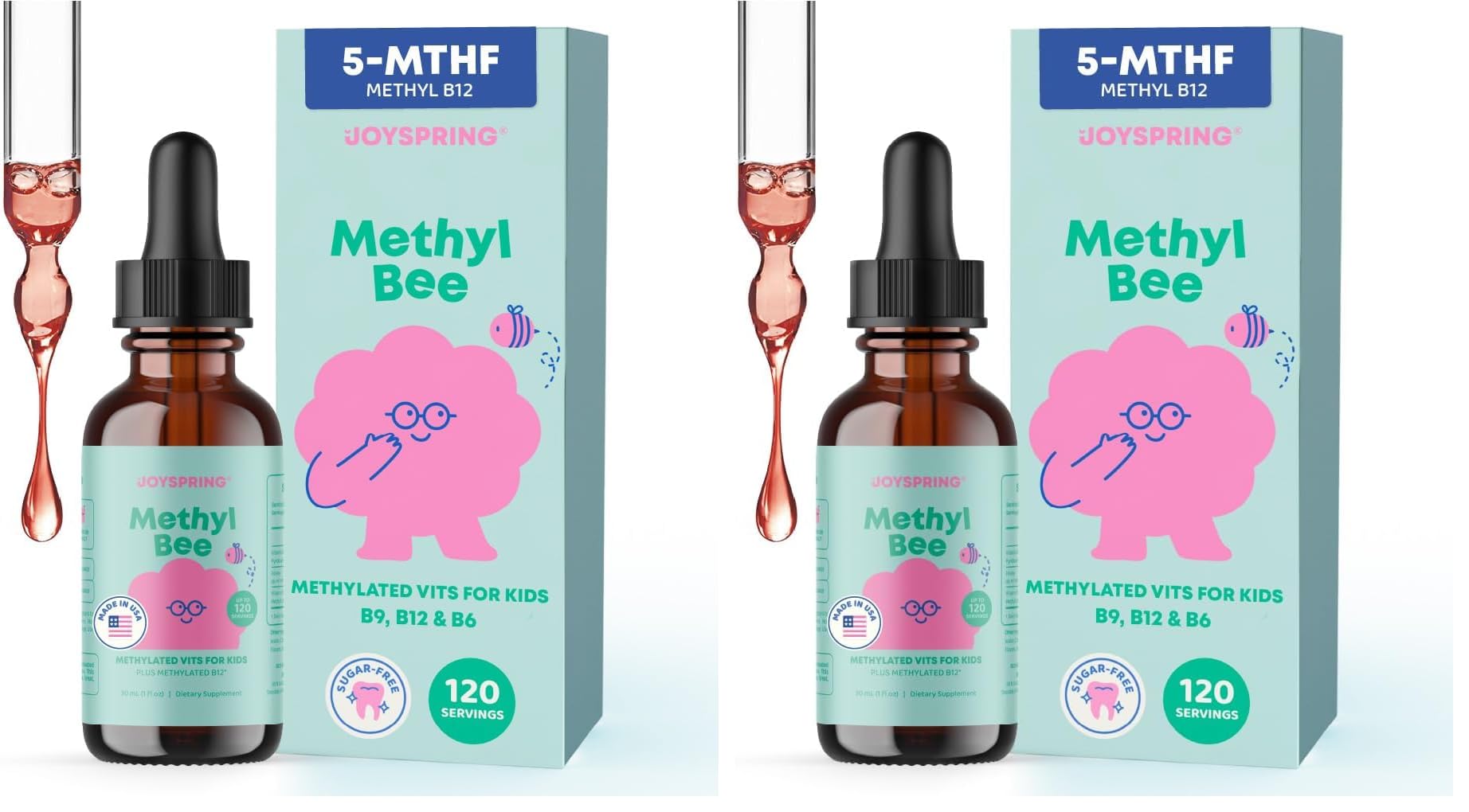 JoySpring MethylBee Berry Lemonade bottle for easy daily vitamins for kids.