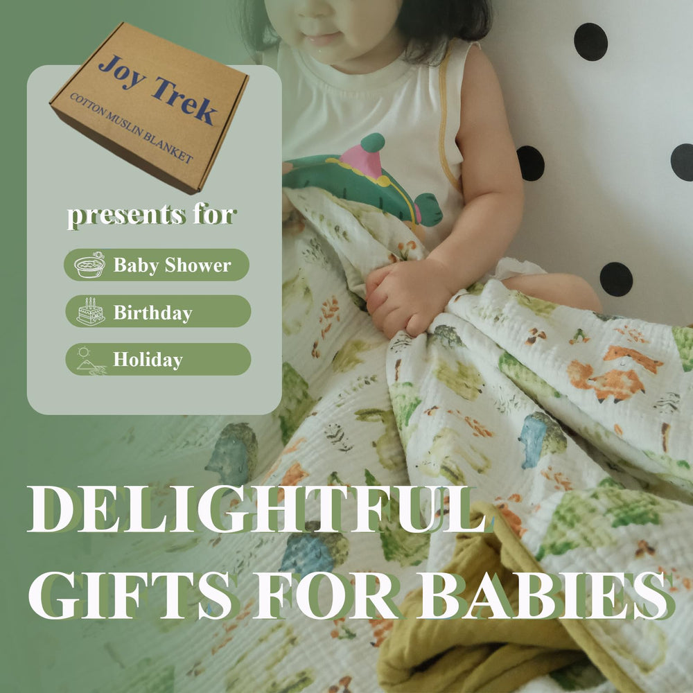 JoyTrek muslin blanket machine-washable care suits busy families.