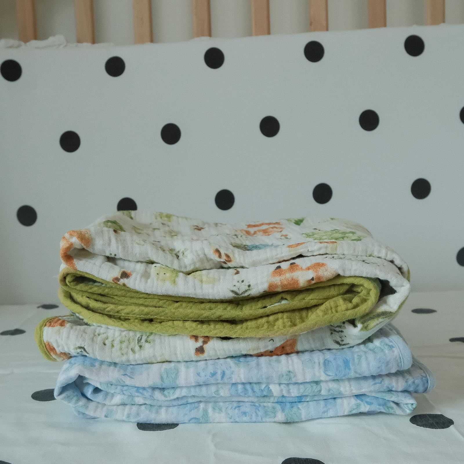 JoyTrek muslin blanket nursery decor setup adds soft cozy vibe.