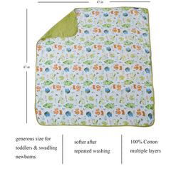 JoyTrek muslin blanket reversible back solid color offers versatile styling.