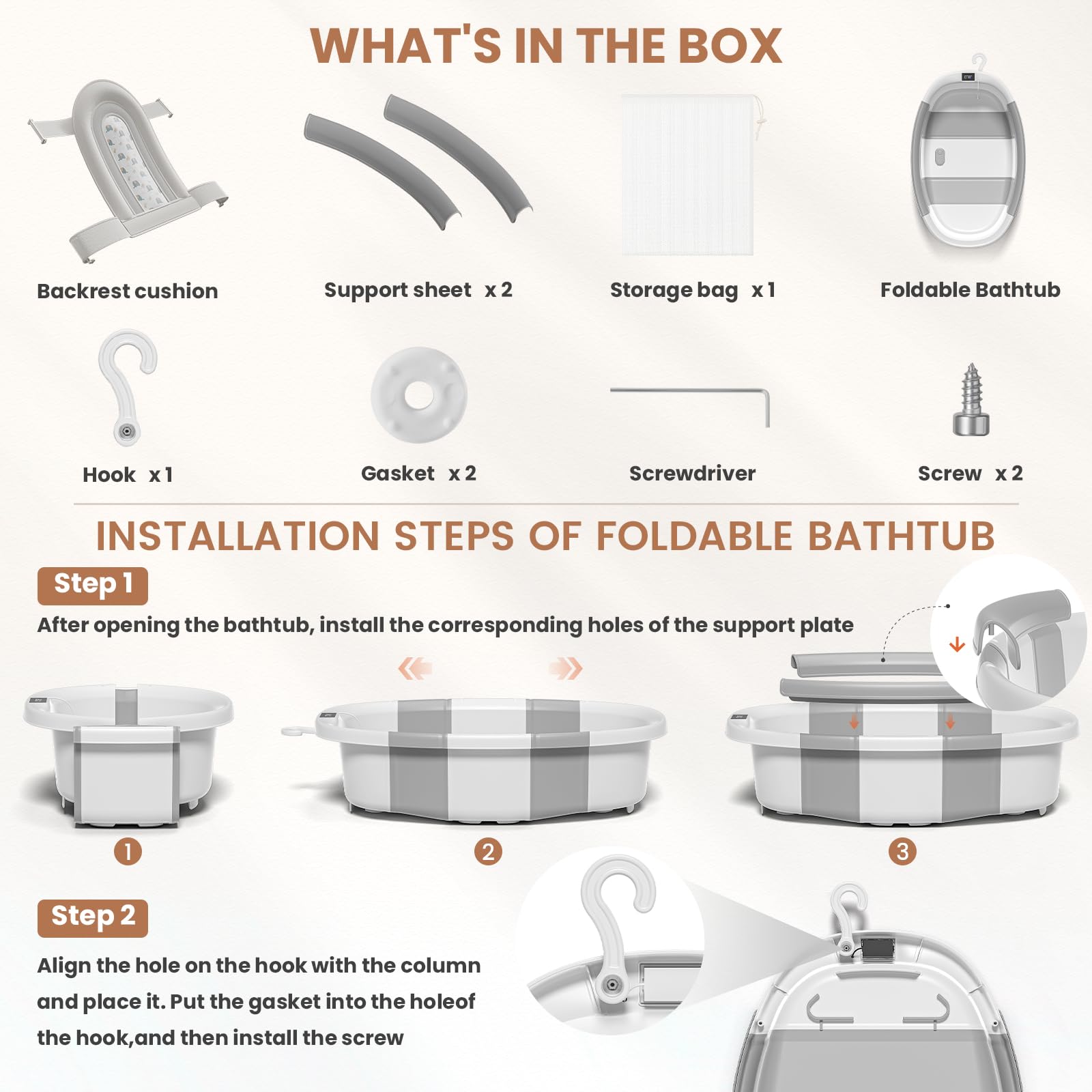 JoyYum collapsible bathtub non-slip base enhances stability during baths.