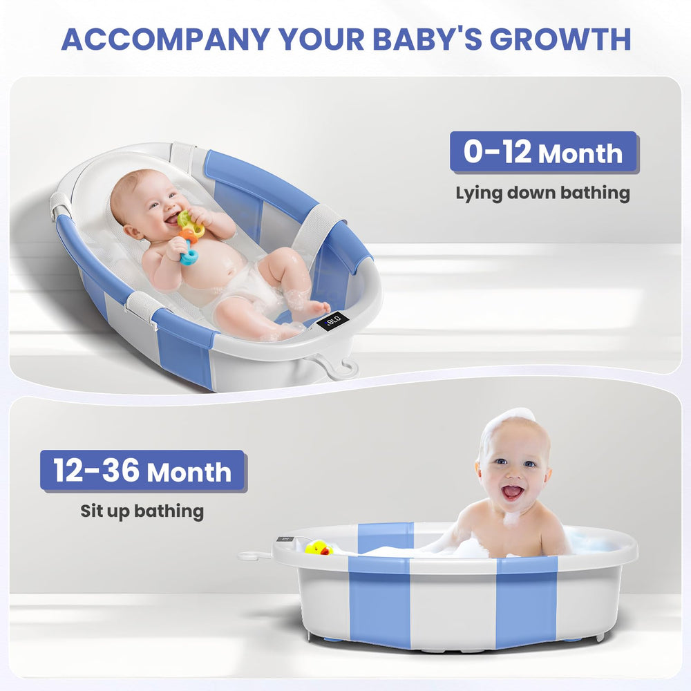 JoyYum digital thermometer shows bath water temperature for safer soaks.