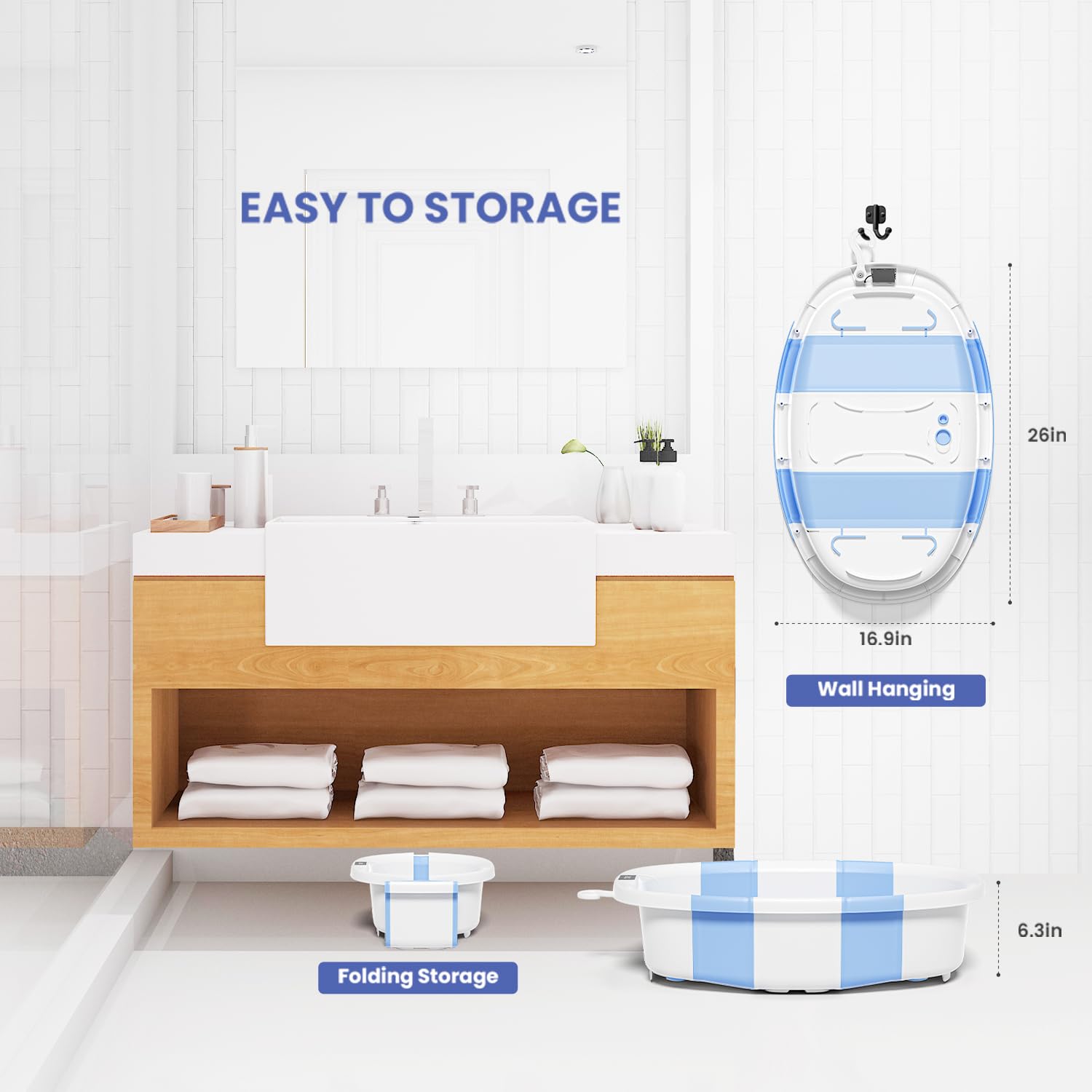 JoyYum mesh toy organizer keeps bath toys dry and accessible.