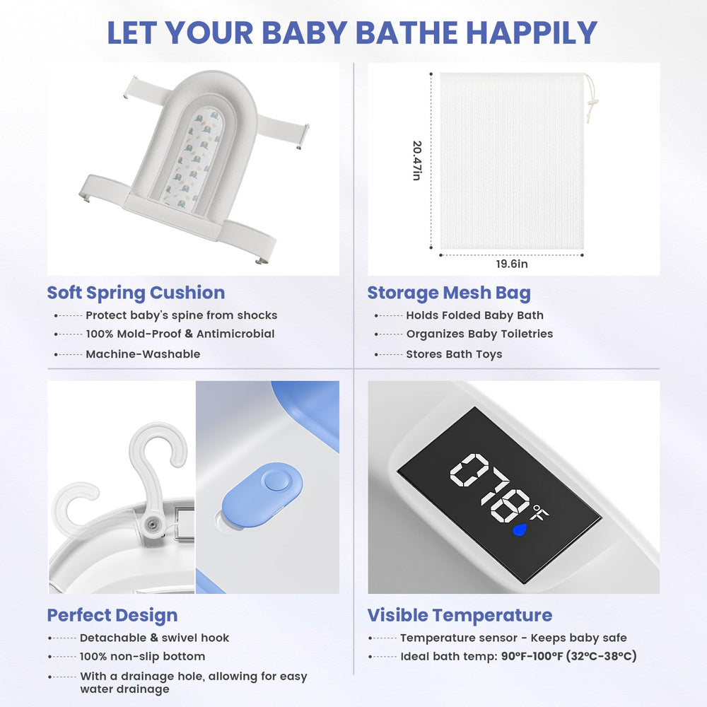 JoyYum non-slip base enhances tub stability during bath time.