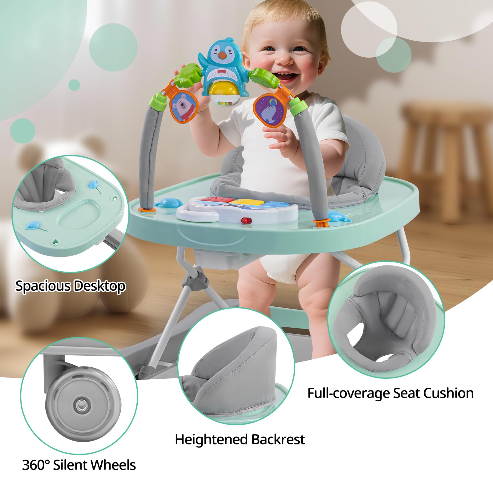Jozhixiao baby walker with removable footrest for versatility