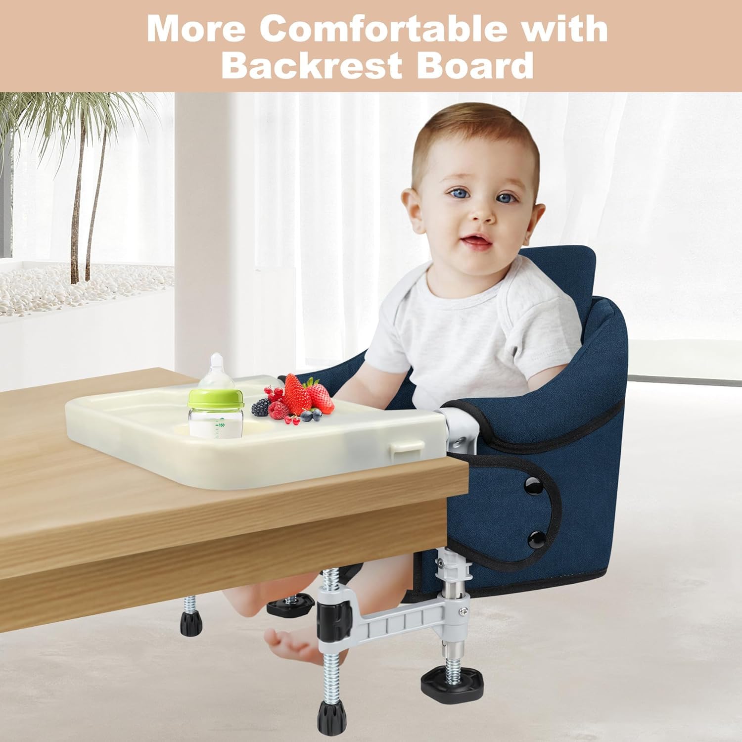 JOZZVE Hook On High Chair travel bag included for storage.